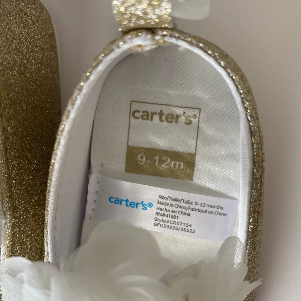 Carter’s Plume Shoe Mary Jane Dress Metallic Gold 9-12 Months NWT Sparkly New